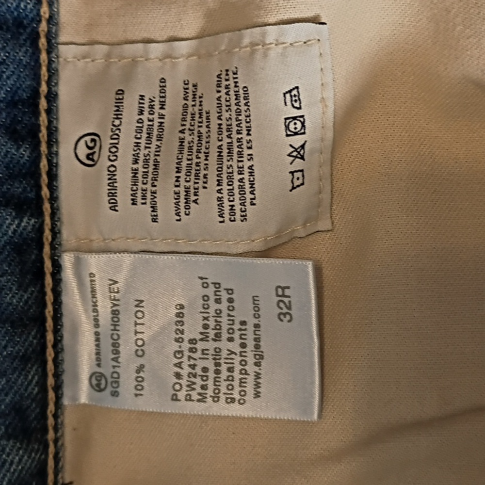 Women's Jeans High Rise Baggy Boyfriend Upcycled Distressing On Front AG-ED - Picture 7 of 8